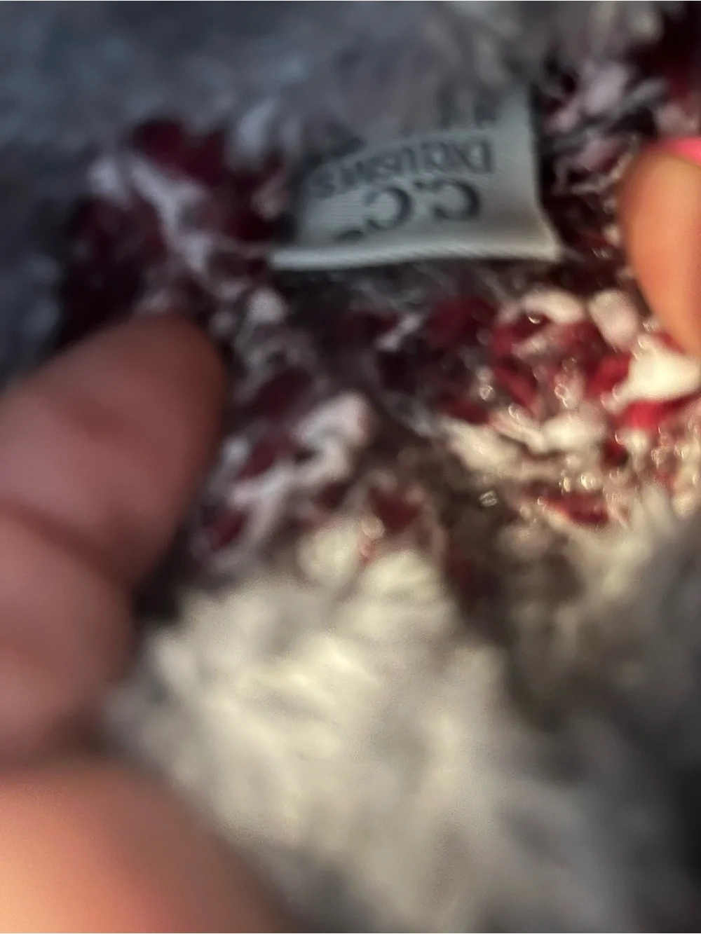 Maroon and White Knit Pom Beanie